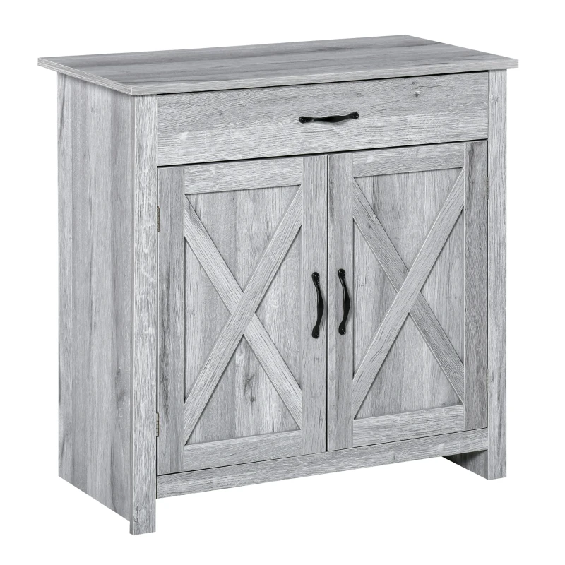 HOMCOM Aparador de Cocina Buffet para Salón con 1 Cajón 2 Puertas y Estante Interior Ajustable Mueble Auxiliar Decorativo para Comedor 80x39,7x80 cm Gris