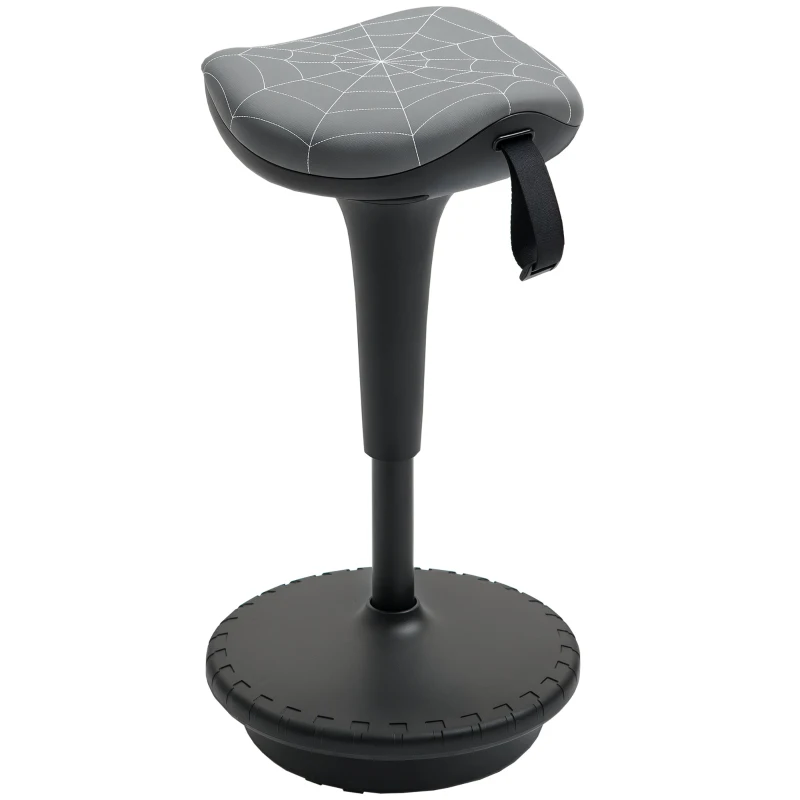 Vinsetto Bürohocker mit Schwenkfunktion, ergonomischer Hocker, höhenverstellbar 65,5-83,5 cm 120° neigbar Grau