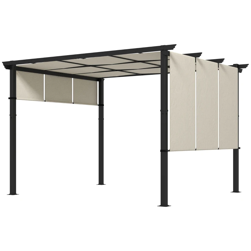 Outsunny Markise Sonnenschutz. Pergola, wetterbeständig,  inkl. Befestigungsmaterial, 3 x 3,5 m, Beige