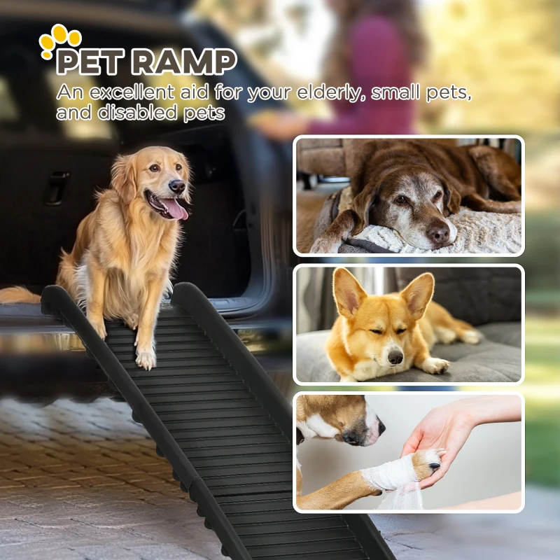 PawHut Foldable Pet Ramp Dog Car Ramp for SUVs, Cars - Black