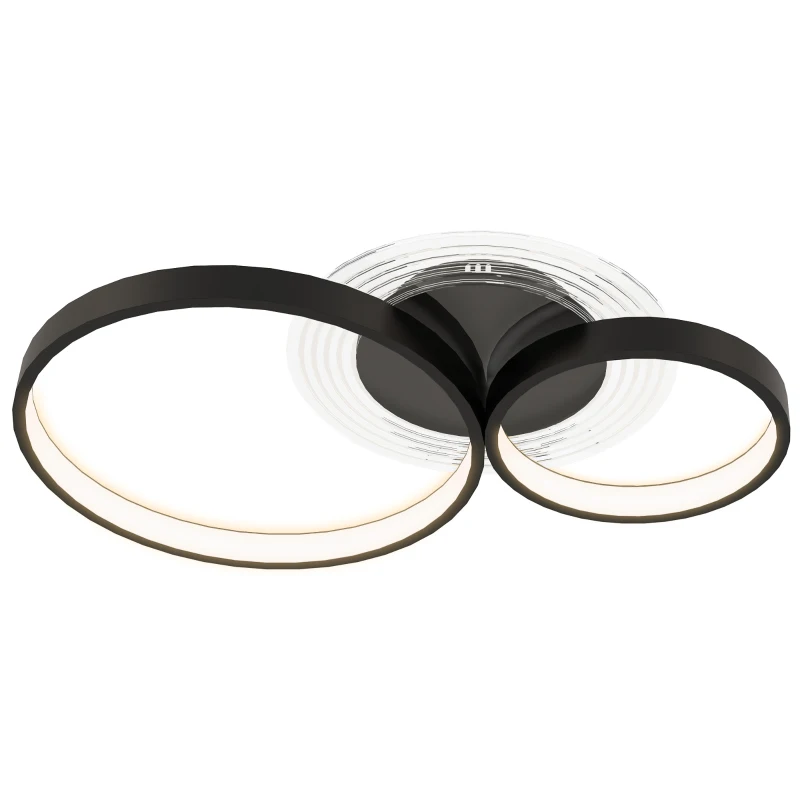 HOMCOM Plafonieră LED modernă cu 3 inele, cu temperatură de culoare reglabilă, putere 40W, negru