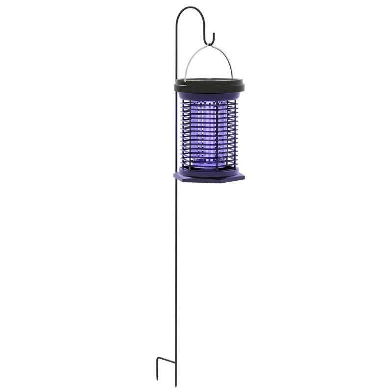 Outsunny Lampe anti insectes, lanterne de jardin suspendue, solaire et rechargeable par USB-C - efficace pièce de 50m² noir