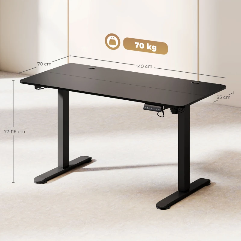 Vinsetto Stehpult höhenverstellbarer Computertisch Schreibtisch, 140 cm x 70 cm x 116 cm, Schwarz