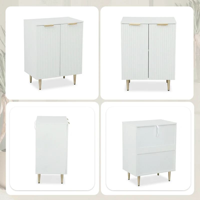 HOMCOM Buffet cuisine meuble de rangement avec 2 portes étagère réglable pieds métalliques surélevés 60 x 40 x 80 cm blanc