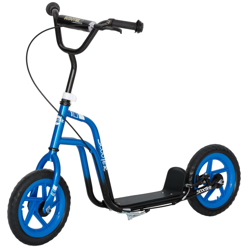 AIYAPLAY Patinete infantil com guidão ajustável, rodas grandes, suporte de estacionamento, freio de mão, para crianças de 5-12 anos, Azul