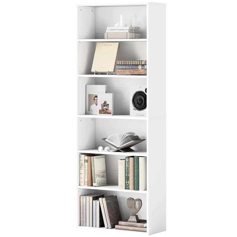 HOMCOM Six Shelf Bookcase - White