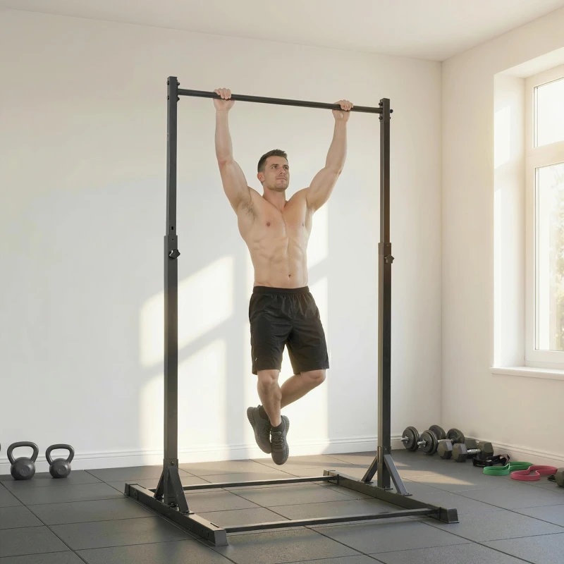 SPORTNOW Station de musculation et barre de traction power tower 200 kg avec 8 niveaux de hauteur noir