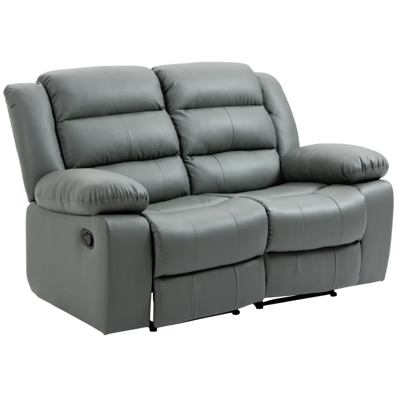 HOMCOM Relax-Sofa für 2 Personen, verstellbare Fußstützen und 135° Neigungswinkel, 168 cm x 98 cm x 102 cm, Grau