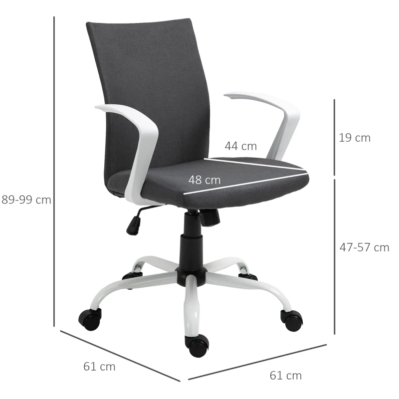 Vinsetto Sedia da Ufficio Ergonomica e Girevole con Altezza Regolabile, 61x61x89-99 cm, Grigio Scuro