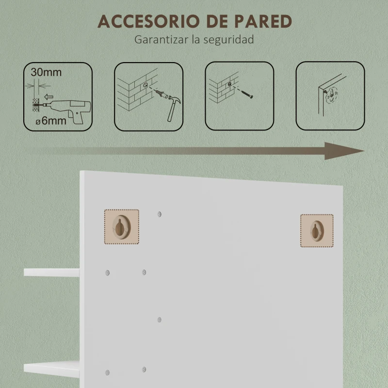 HOMCOM Espejo de Baño Moderno Espejo de Pared Rectangular con 4 Estantes de Almacenamiento para Maquillaje 45x15x58,5 cm Blanco