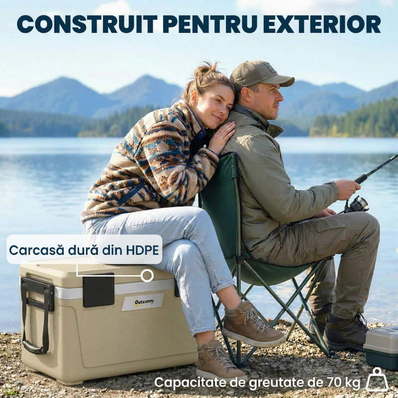 Outsunny cutie frigorifică auto picnic răcitoare portabile frigider băuturi reci călătorie ladă frigorifică congelator rigid bere 40L