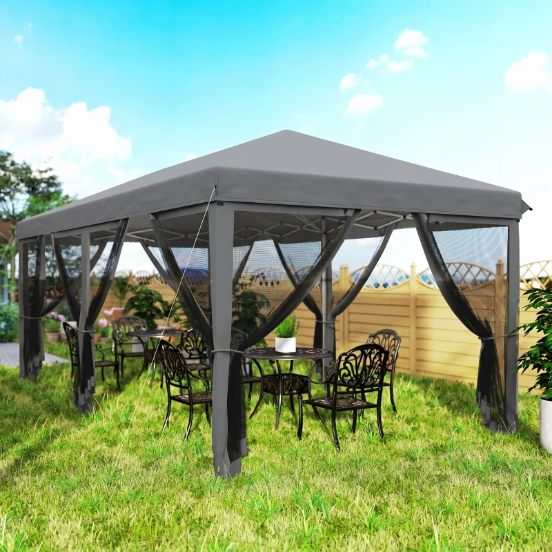 Outsunny 6 x 3m Pop Up Gazebo - Outdoor Canopy Shelter, Marquee Party Wedding Tent with 6 Mesh Walls and Carry Bag, Grey
