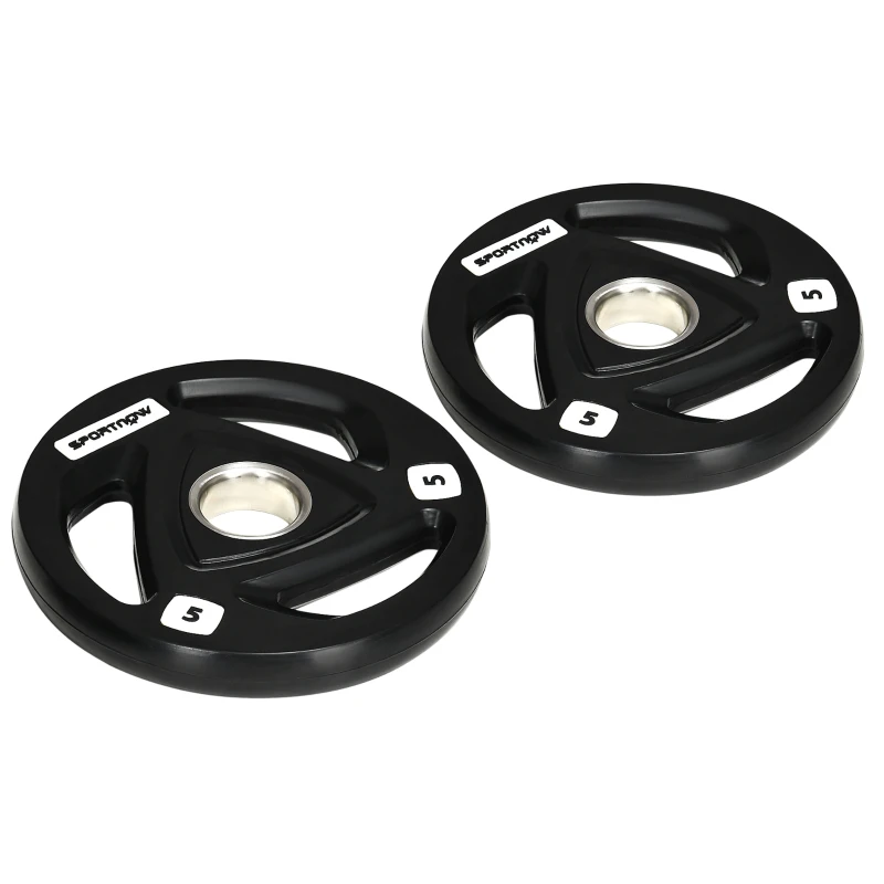 SPORTNOW Juego de 2 Discos de Pesas Olímpicas de 5 kg con Orificio de 5 cm para Entrenamiento de Fuerza Ø24x3,5 cm Negro