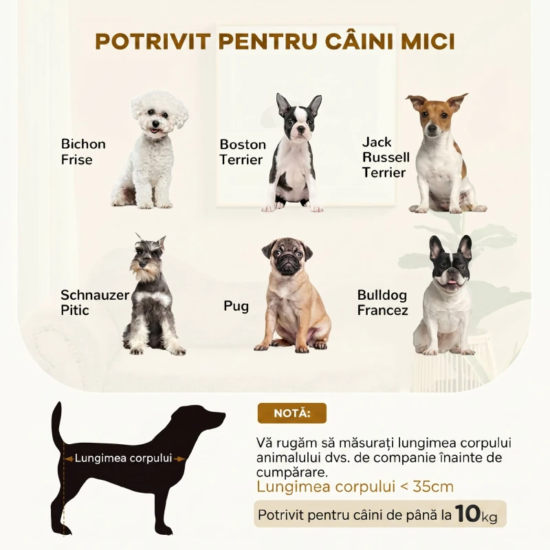 PawHut Canapea Ridicată pentru Câini cu Spațiu de Depozitare Ascuns, din Lemn și Material Catifelat, 80x40x46 cm, Bej