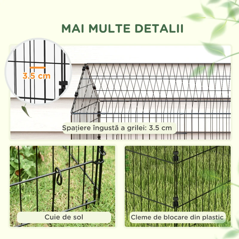 PawHut Cușcă pentru Iepuri de Exterior și Interior cu Acoperiș, 220x85x103cm, Argintiu