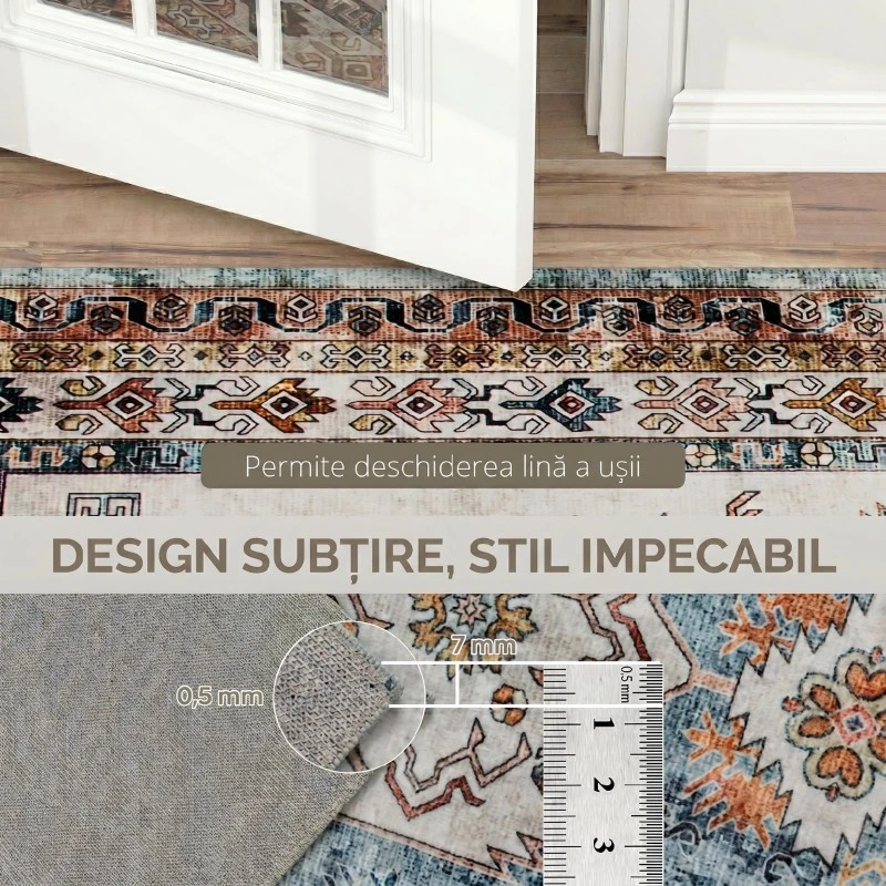 HOMCOM Covor Vintage Antiderapant și Lavabil cu Fir Scurt pentru Living și Dormitor, 230x160 cm, Multicolor