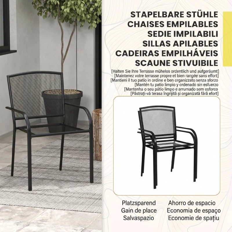 Set de 2 scaune de grădină Outsunny, scaune de exterior stivuibil