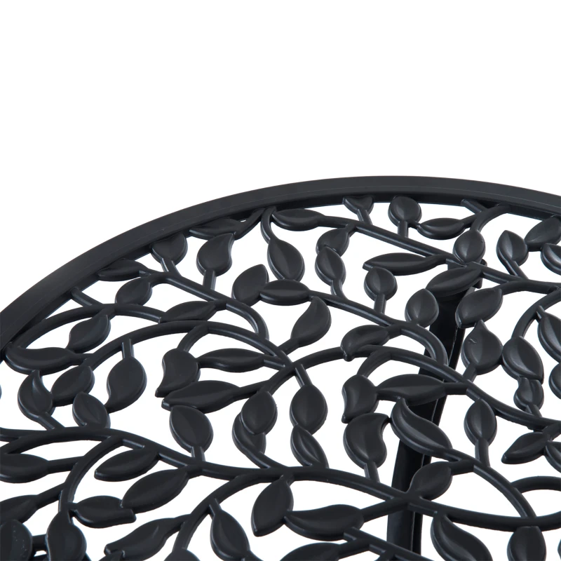 Outsunny Set da Giardino 3 Pezzi con 2 Sedie da Esterno e Tavolo Rotondo in Alluminio, Nero