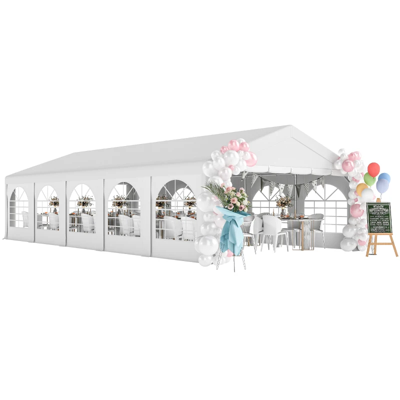 Outsunny Tente de réception barnum 5 compartiments protection UPF30+ structure renforcée 10 parois amovibles 5 x 10 m blanc