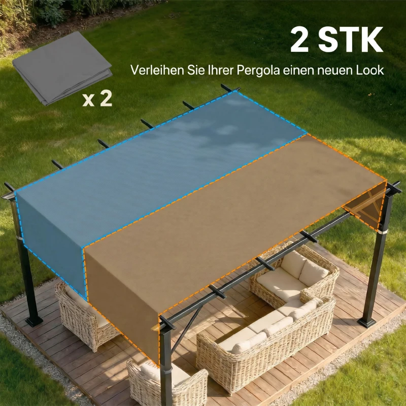 Outsunny Ersatzdach für Pergola mit UV-Schutz, Sonnensegel für Terrassenüberdachung für 3 x 3 m Pavillon, Dunkelgrau