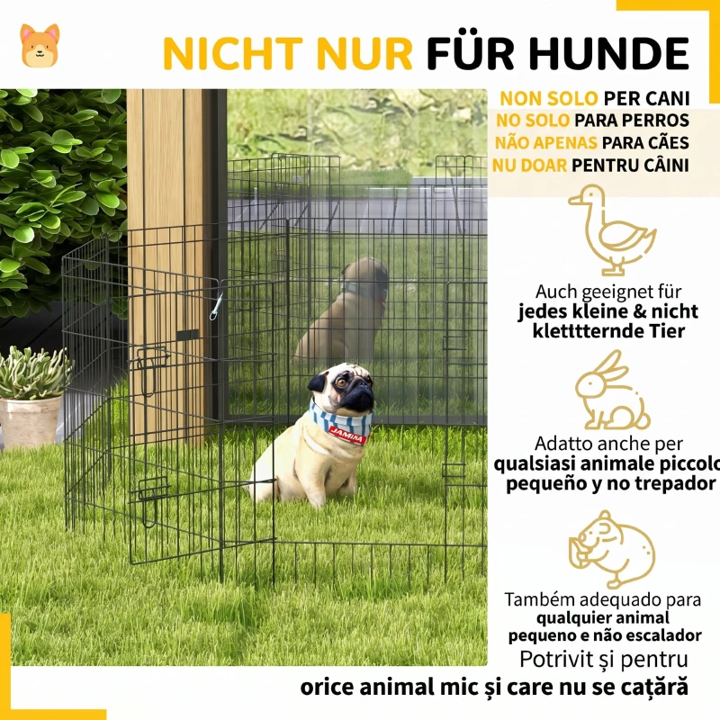 PawHut Padoc pentru Animale – 8 Panouri Metalice 76×61 cm