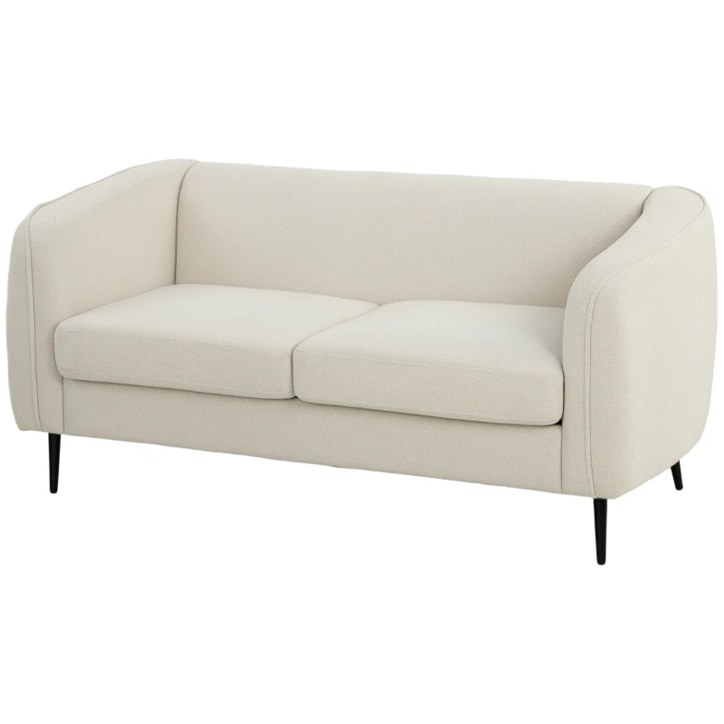 HOMCOM Canapé 2 places en velours, canapé de salon moderne 160 cm, assise large rembourrée, coussin épais à ressorts, beige