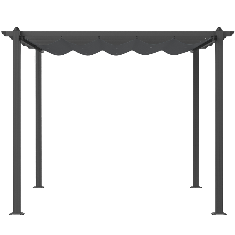 Outsunny 3 x 4m Aluminium Pergola, with Retractable Roof - Dark Grey