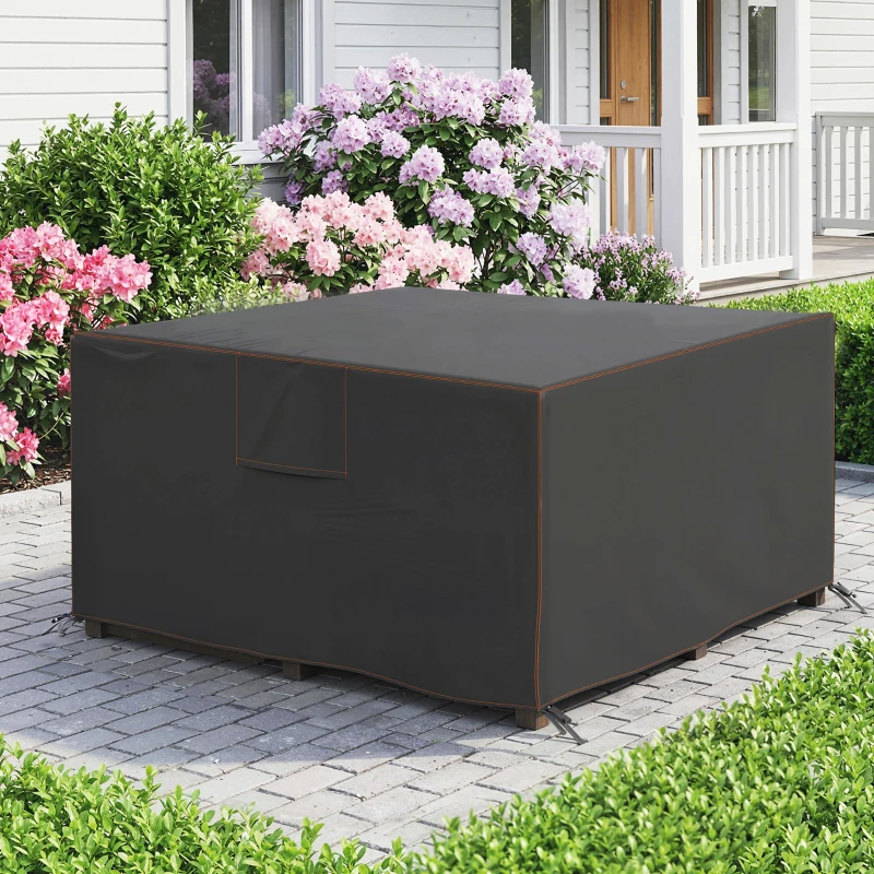 Outsunny Schutzhülle für Gartenmöbel Winterfest Wasserdicht Abdeckung Anti-UV Abdeckplane 420D Oxford Gewebe 125x125x74cm Schwarz