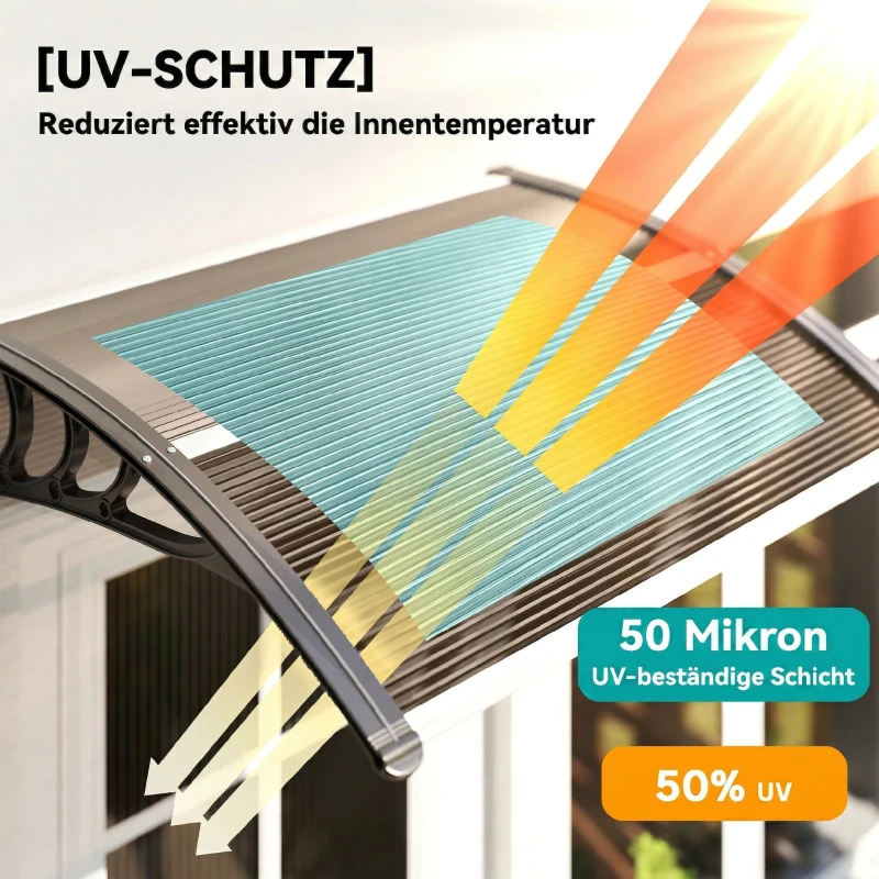 Outsunny Copertină de Exterior Impermeabilă și Anti-UV, din PC, PP și Aluminiu, 75x120x23 cm, Maro și Negru