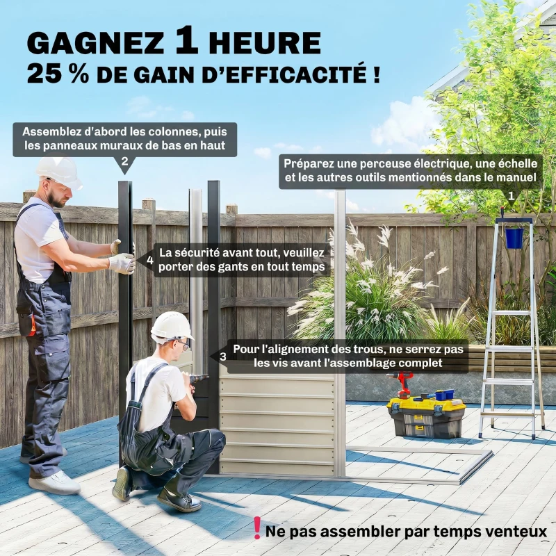 Outsunny Abri de jardin 2,3m² - pour Outils - cabanon Porte verrouillable - dim. 191L x 130P x 166,5-183H cm - acier