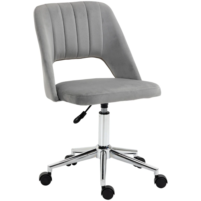 Vinsetto Höhenverstellbarer Schreibtischstuhl mit Rollen, 360° drehbar, Jakobsmuschel-Form, Schaumstoff, 49 x 60 x 79-91 cm, Grau