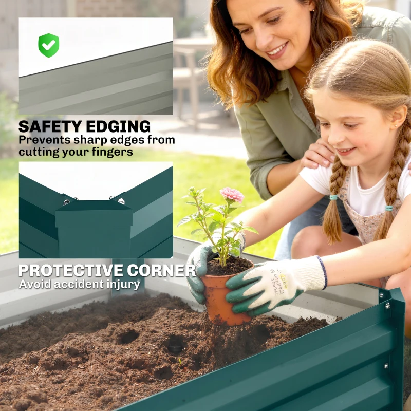 Outsunny Set of Two 100 x 60cm Steel Planter Boxes -Green