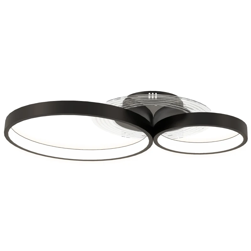 HOMCOM Plafonieră LED modernă cu 3 inele, cu temperatură de culoare reglabilă, putere 40W, negru