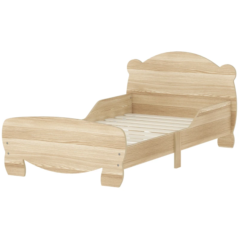 AIYAPLAY Cama infantil Cama juvenil Cama casinha com design de urso Cama divertida para crianças 3-6 anos 143,5 x 80 x 55 cm Madeira natural