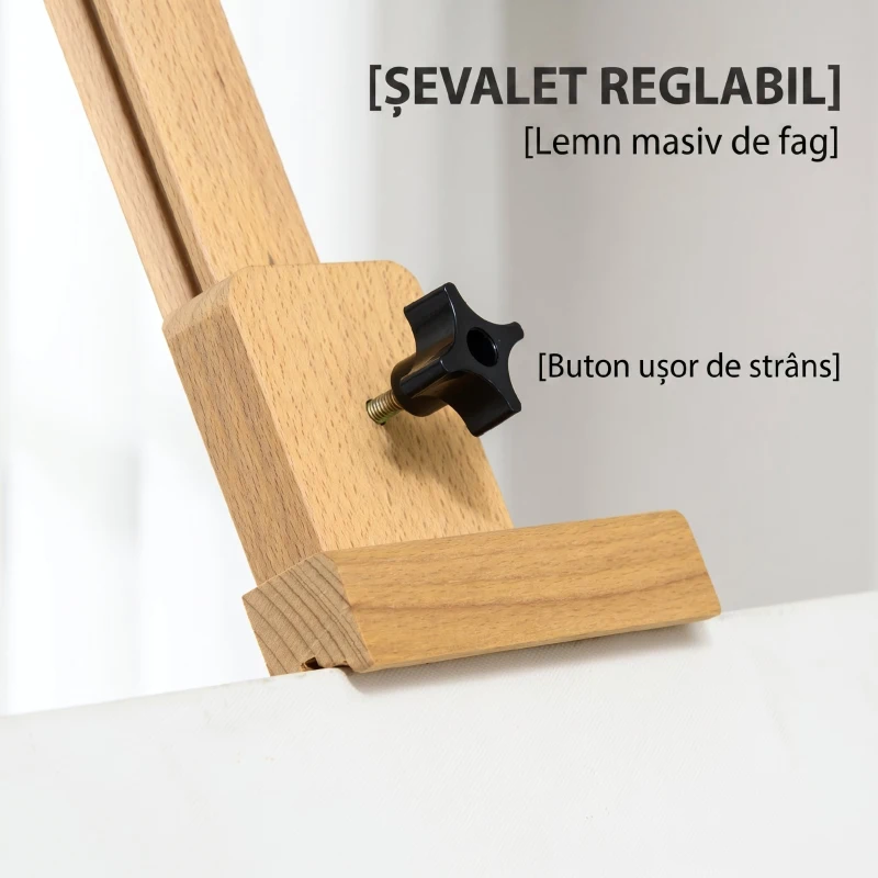 Vinsetto Șevalet pentru Pictură Pliabil din Lemn de Fag cu Înălțime și Unghi Reglabil, 65x110x180-235 cm