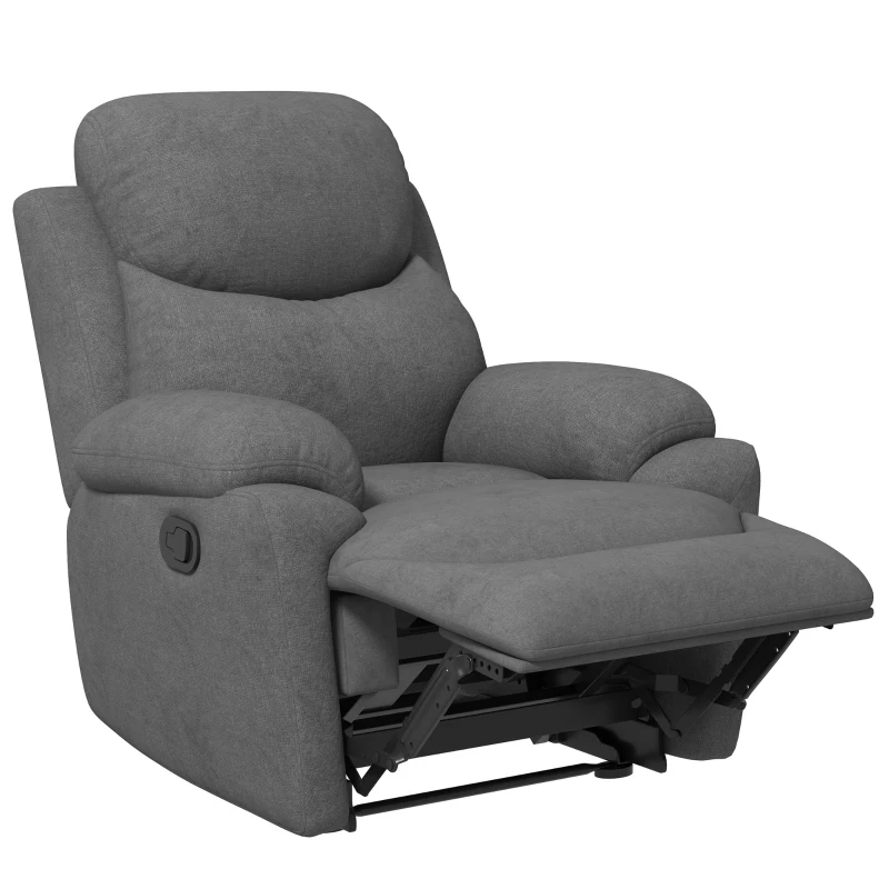 HOMCOM Poltrona Relax Reclinável para TV Função Reclinável Aparência de Linho 93x88x102 cm Cinza