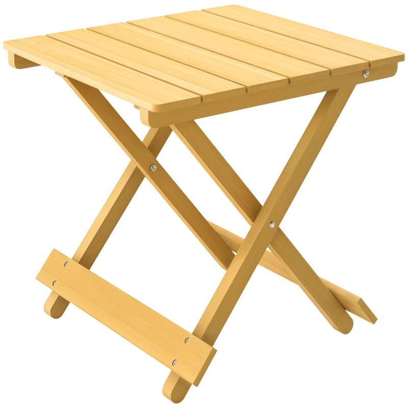 Outsunny Table basse pliante en bois massif table d'appoint pliante légère dessus à lattes 40 x 43 x 40 cm bois naturel