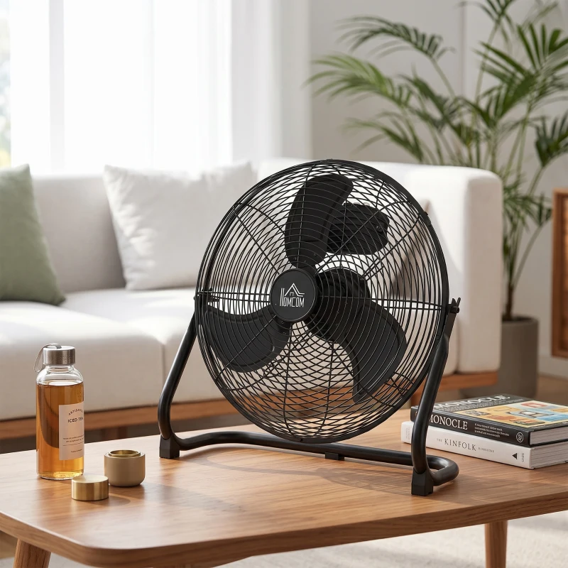 HOMCOM Ventilator für den Schreibtisch, Klimaanlage, 4 Geschwindigkeiten, drehbar, Schwarz