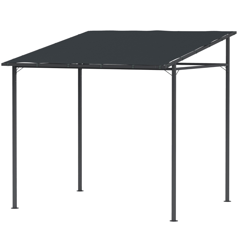 Outsunny Pergola Addossata con Chiusure a Strappo, in Metallo e Poliestere, 238x238x235/194 cm, Grigio Scuro