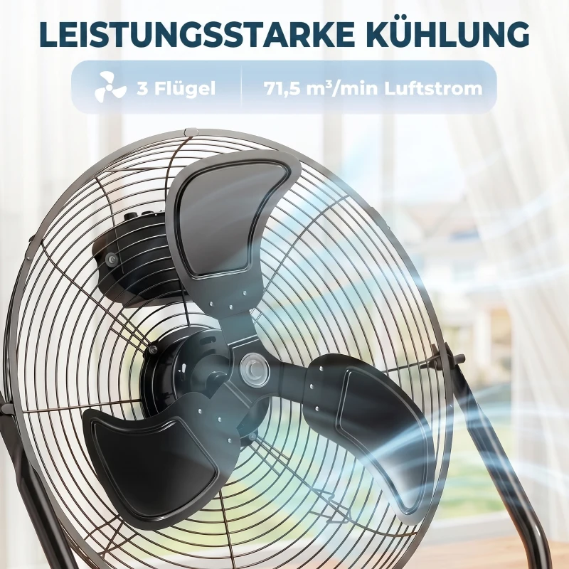 HOMCOM Ventilator für den Schreibtisch, Klimaanlage, 4 Geschwindigkeiten, drehbar, Schwarz