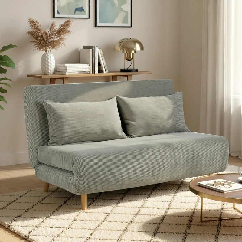 HOMCOM Sofa do spania, Łóżko dla gości, 3-stopniowa regulacja oparcia, Wygląd lnu, do 120 kg, 141 x 90 x 81 cm, Szary