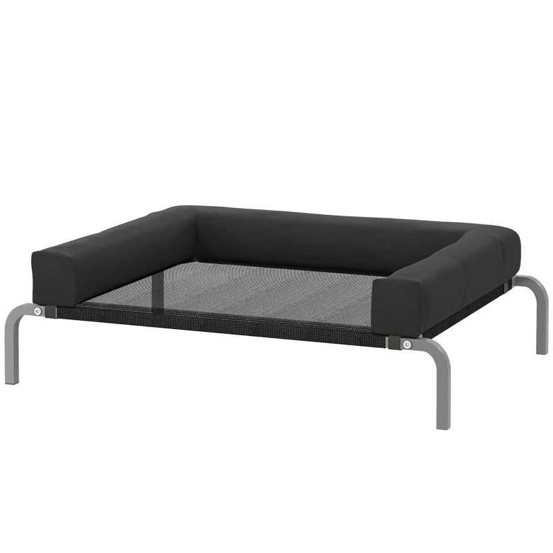 PawHut Elevated Dog Bed with Removable Bolsters, Raised Dog Bed for Small Breeds, Portable Indoor & Outdoor Pet Cots, Black