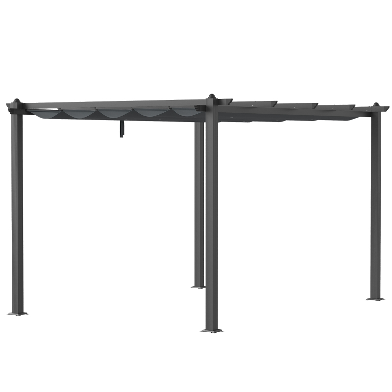 Outsunny 3 x 4m Aluminium Pergola, with Retractable Roof - Dark Grey