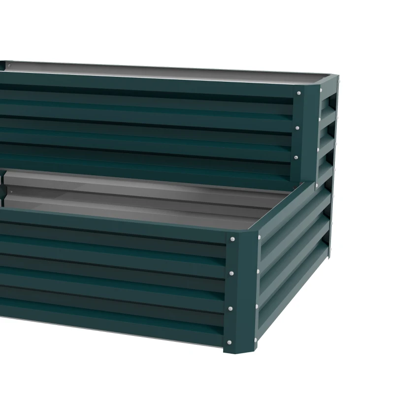 Outsunny Carré potager de jardin fond ouvert 2 étages pour herbes légumes fruits fleurs 120 x 101 x 58 cm vert
