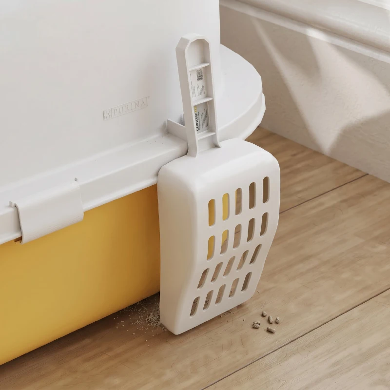 PawHut Litieră Închisă pentru Pisici cu Sertar Extensibil, Mâner, Lopățică și 2 Filtre cu Carbon Activ, Galben