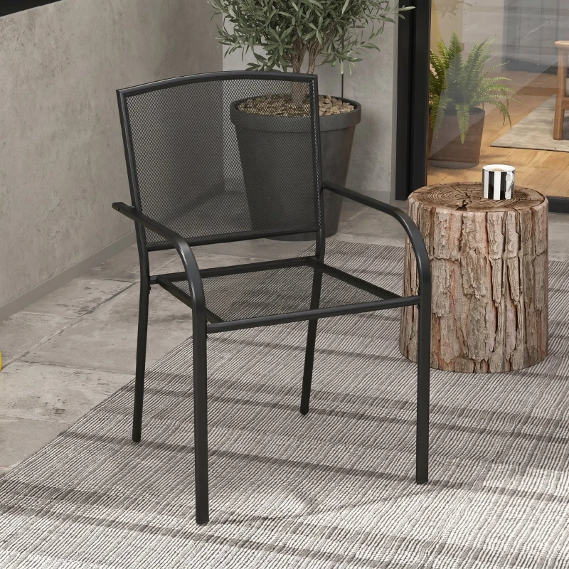 Set de 2 scaune de grădină Outsunny, scaune de exterior stivuibil