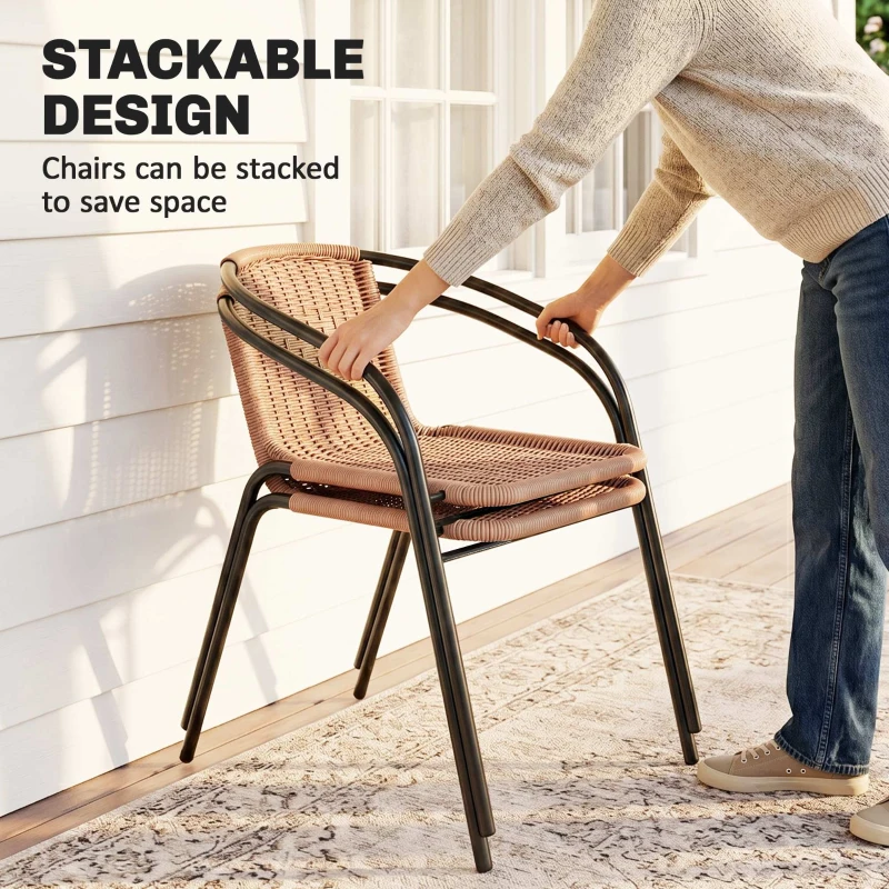 Outsunny 3 Pieces Rattan Bistro Set - Brown