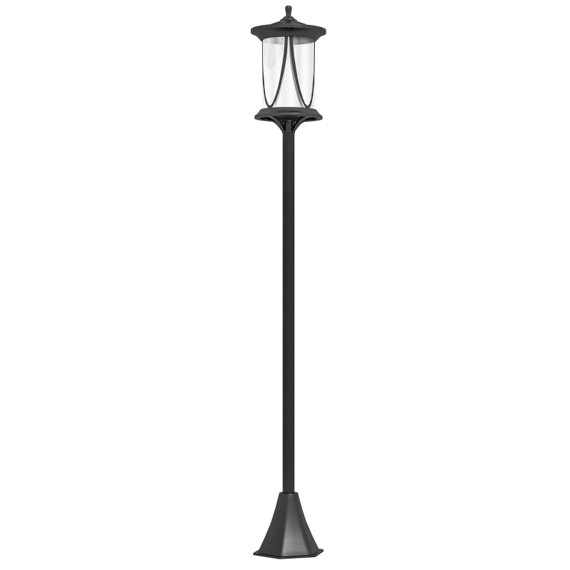Outsunny Lampadaire solaire extérieur lampadaire de jardin LED avec interrupteur marche/arrêt 17 x 17 x 127 cm noir