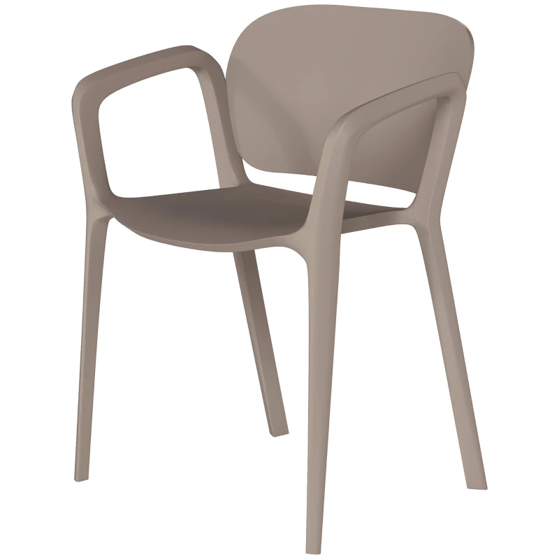 Outsunny Set 4 Scaune de Grădină Stivuibile din Plastic Moderne cu Mânere 60x56x75 cm, Gri