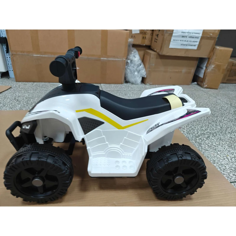 Quad électrique enfant 6V AIYAPLAY avec batterie lithium, fonction avant, commande bouton guidon 1,5-2 ans Blanc